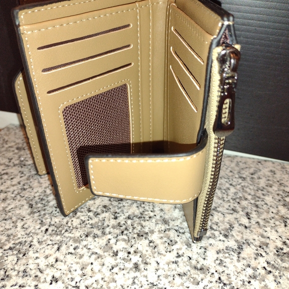 BAELLERRY Faux Leather Khaki Wallet 4”x5" Multiple Card Slots.Pouch for Currency - Picture 8 of 11